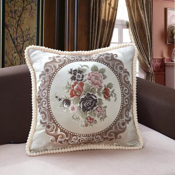 Elegant Retro Floral Cushion Embroidered Cushion Cover - Image 10