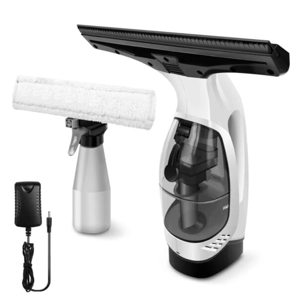 Cordless Window Vacuum Cleaner with 28cm Squeegee, 200ml Spray Bottle, and Microfiber Cloth for Streak-Free Cleaning