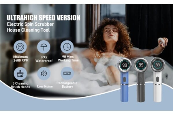 Cordless Electric Spin Scrubber – Waterproof with 3 Speeds - Image 15