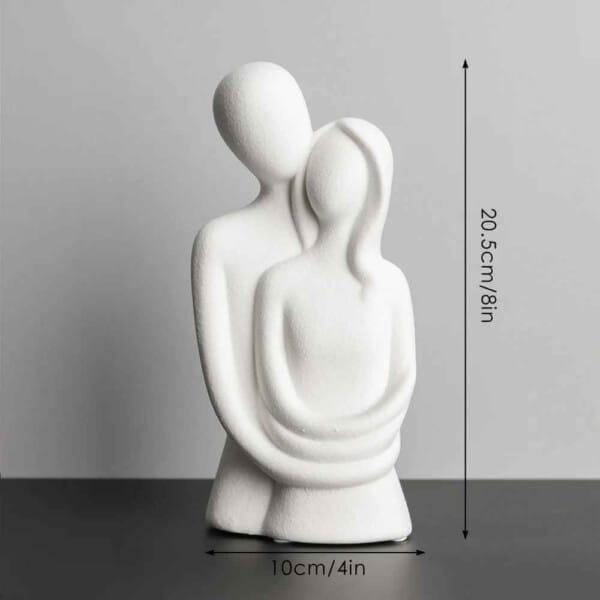 Nordic Abstract Couple Sculpture – Elegant Frosted Ceramic Decor - Image 3
