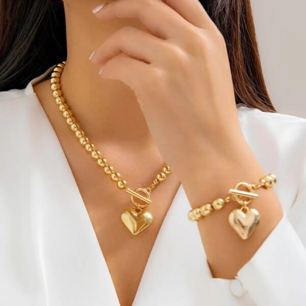 Gold Beads Jewelry Set for Women 2Pcs Gold Color - Image 10