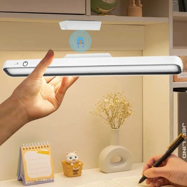 Magnetic rechargeable desk lamp with touch control, stepless dimming, and adjustable angles for versatile lighting solutions