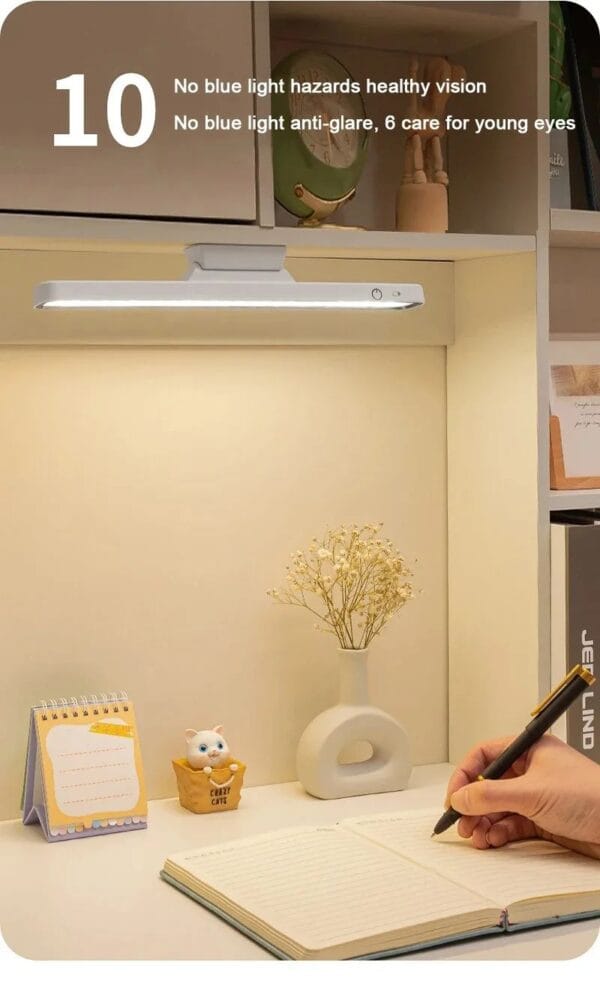 Magnetic rechargeable desk lamp with touch control, stepless dimming, and adjustable angles for versatile lighting solutions