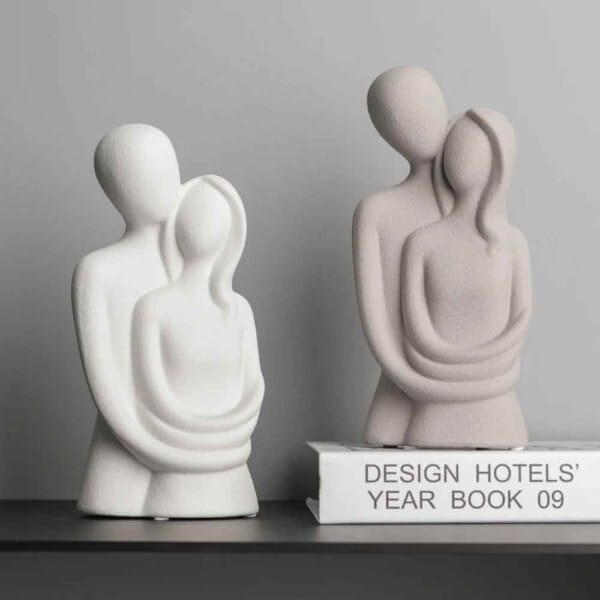 Nordic Abstract Couple Sculpture – Elegant Frosted Ceramic Decor - Image 4
