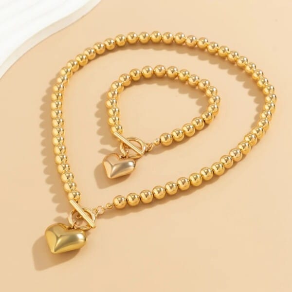 Gold Beads Jewelry Set for Women 2Pcs Gold Color - Image 11