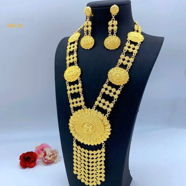 24K Gold Bridal Jewelry Set Power – Elegant Wedding Necklace - Image 13