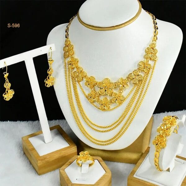 Luxury Charm Necklace Set – 24k Gold Plated Bridal Jewelry - Image 14