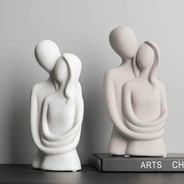 Nordic Abstract Couple Sculpture – Elegant Frosted Ceramic Decor - Image 5