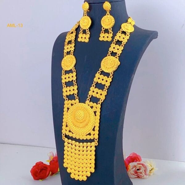 24K Gold Bridal Jewelry Set Power – Elegant Wedding Necklace - Image 11