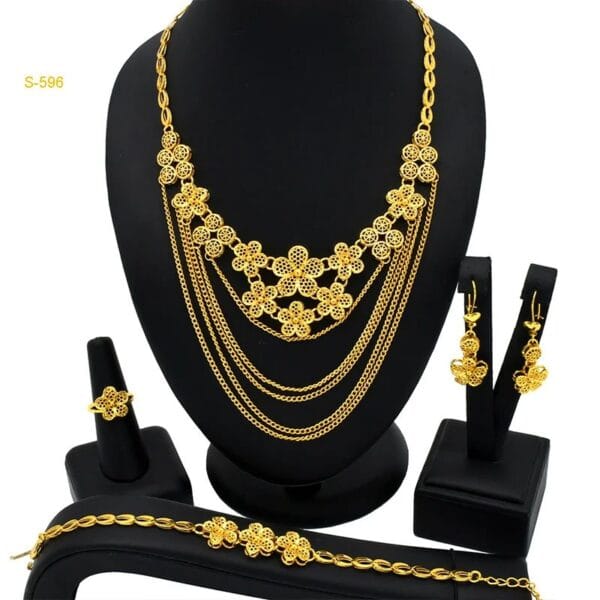 Luxury Charm Necklace Set – 24k Gold Plated Bridal Jewelry - Image 15