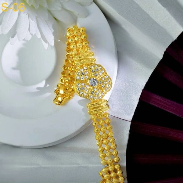 Elegant 24k Gold Wedding Jewelry Set for Women with Big Pendant Necklace, Earrings, Bracelet, and Ring