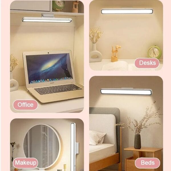 Magnetic rechargeable desk lamp with touch control, stepless dimming, and adjustable angles for versatile lighting solutions