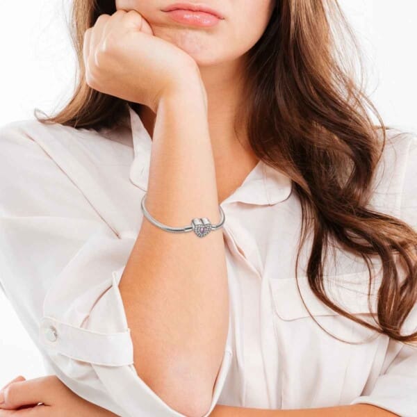 Silver-Plated Heart Charm Bracelet for Women – Stylish Gift - Image 103