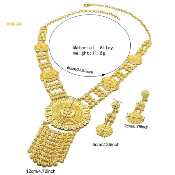 Shine with 24K Gold Bridal Jewelry! A luxurious wedding set featuring a radiant necklace and matching earrings—perfect for brides and special
