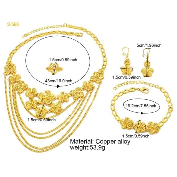 Luxury Charm Necklace Set – 24k Gold Plated Bridal Jewelry for Elegant Women