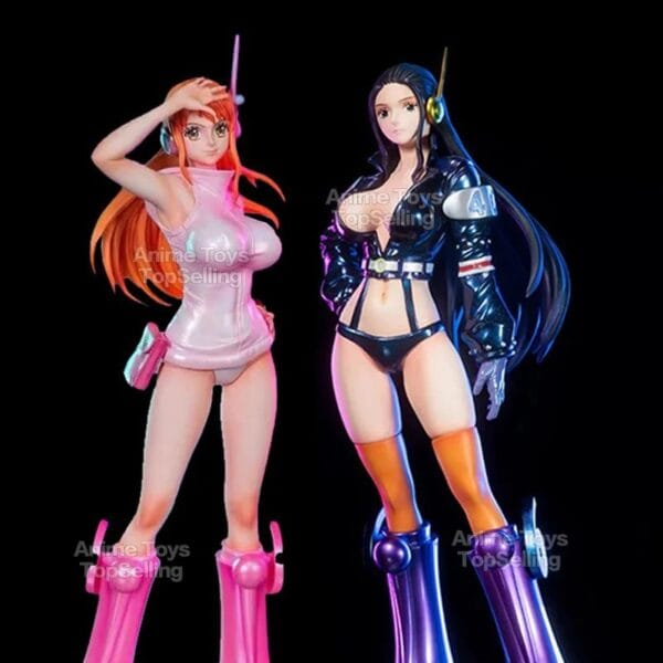 26cm One Piece action figure featuring Robin and Nami, high-quality PVC collectible toy by Bandai.
