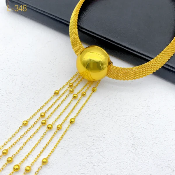 African 24K Tassel Necklace – Luxury Jewelry Set for Women - Image 3