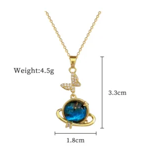 Light Luxury Star Necklace – a gold-plated titanium necklace with a celestial star and moon pendant, exuding modern elegance and cosmic charm.