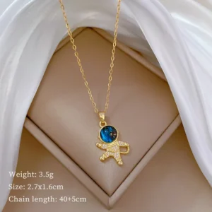 Light Luxury Star Necklace – a gold-plated titanium necklace with a celestial star and moon pendant, exuding modern elegance and cosmic charm.
