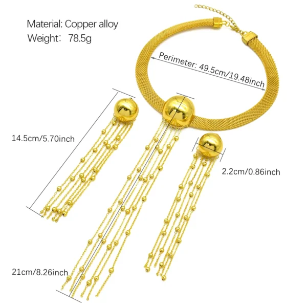 African 24K Tassel Necklace – Luxury Jewelry Set for Women - Image 5