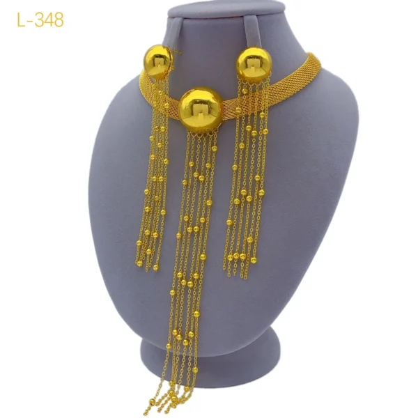 African 24K Tassel Necklace – Luxury Jewelry Set for Women - Image 6