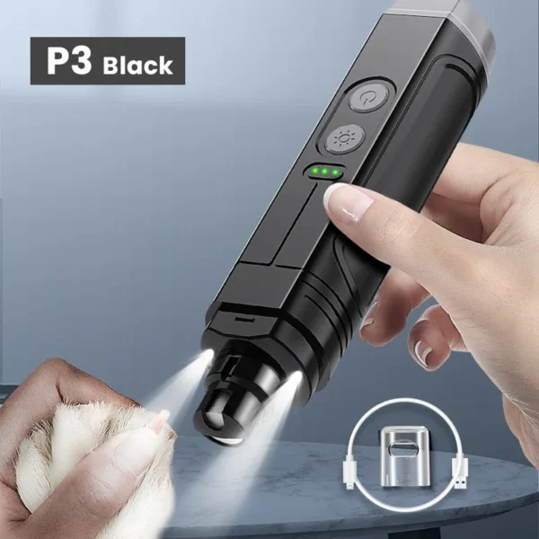 A quiet, rechargeable pet nail grinder with LED lights and multiple speeds for safe, stress-free grooming of dogs and cats.