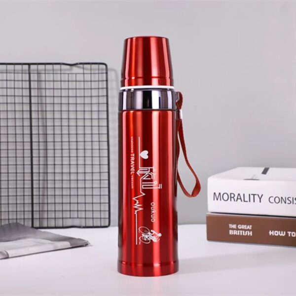 Bullet Style Stainless Steel Vacuum Flask 750ml – Red and Steel Color