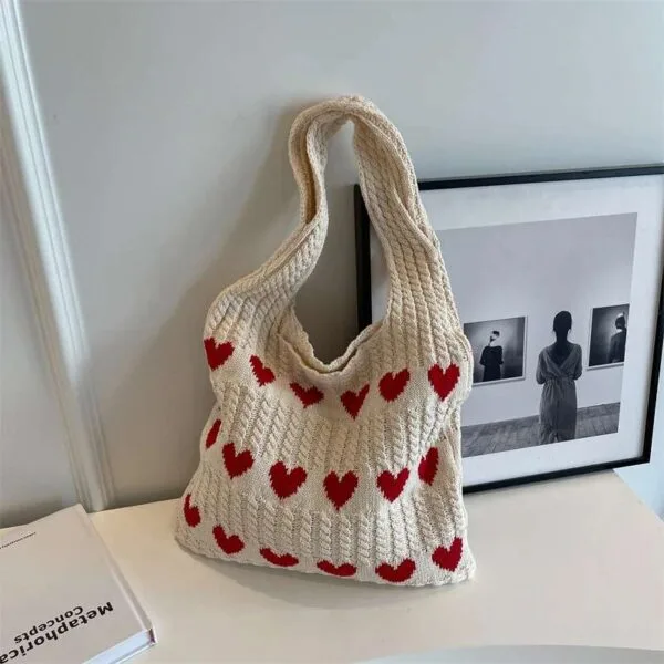 Elegant Summer Woven Bag with soft cotton knit, dual handles, and open casual tote design