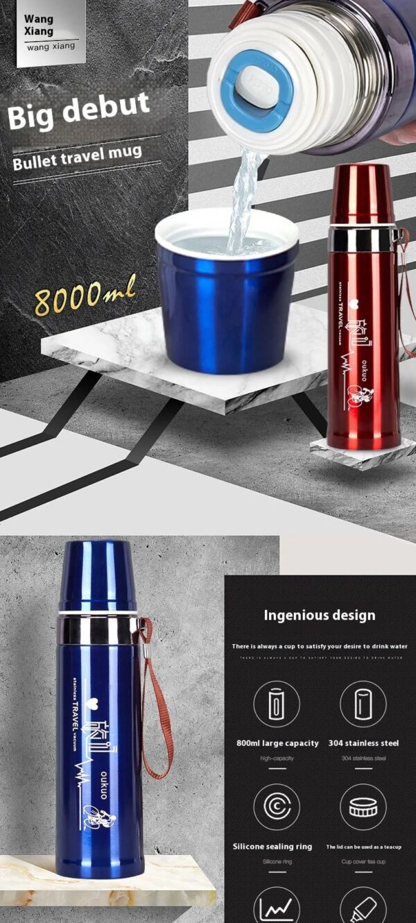 Bullet Style Vacuum Flask 750ml Strong Gift – No Leaks Guaranteed - Image 21