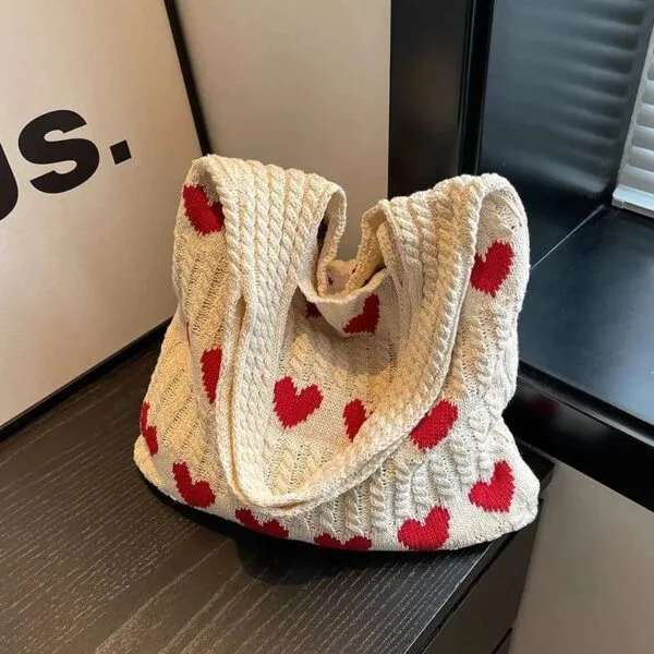 Elegant Summer Woven Bag with soft cotton knit, dual handles, and open casual tote design