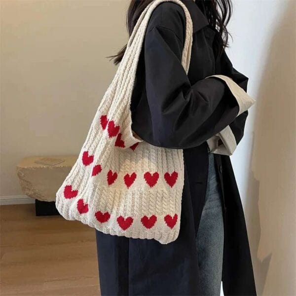 Elegant Summer Woven Bag with soft cotton knit, dual handles, and open casual tote design