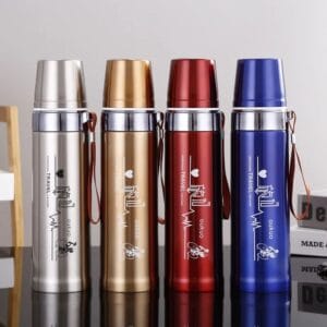 Home 45 Bullet Style Stainless Steel Vacuum Flask 750ml โ Red and Steel Color