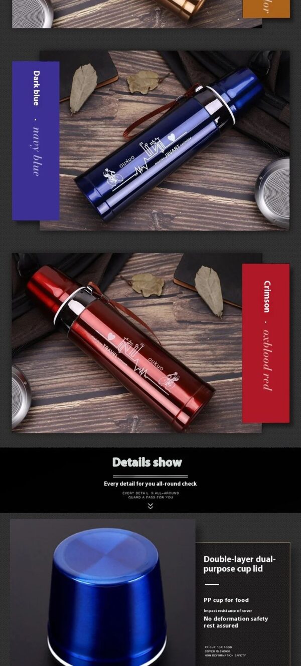 Bullet Style Stainless Steel Vacuum Flask 750ml – Red and Steel Color