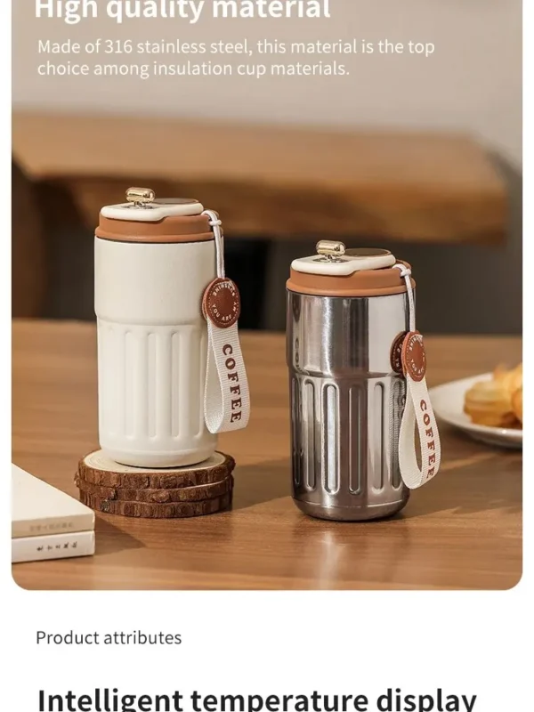Smart Thermos Display Bottle with temperature screen and sleek silver design