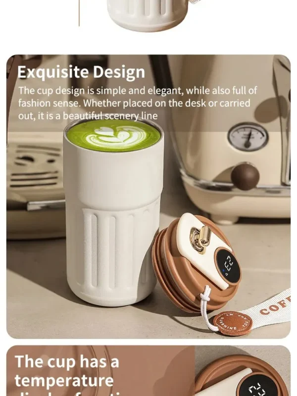 Smart Thermos Display Bottle with temperature screen and sleek silver design