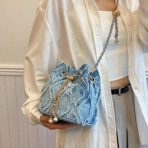 Home 25 Three-color vintage denim crossbody bag for women, ideal for everyday use